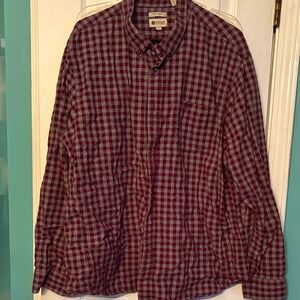 Haggar Burgundy Checkered Button-Down Shirt